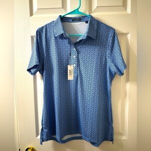 NWT Turtleson Ladies Azalea Floral Print Performance Polo Size Large